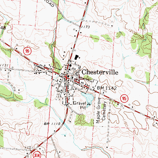 Topographic Map of Chesterville Methodist Church, OH