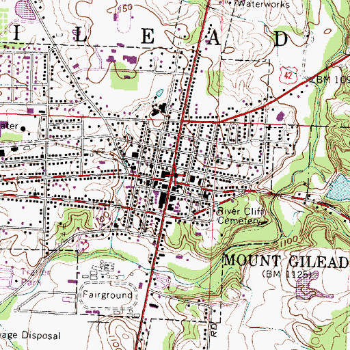 Topographic Map of Morrow County Courthouse, OH