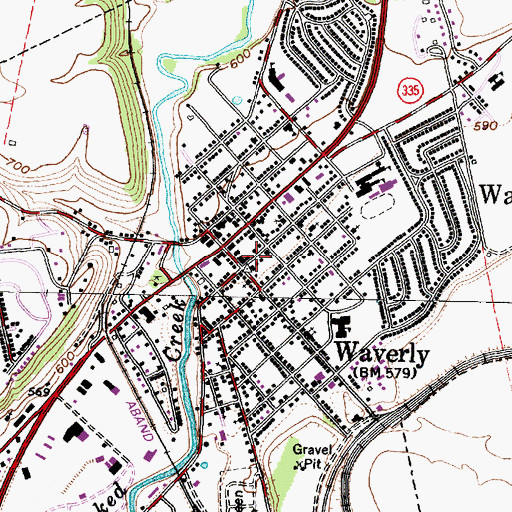 Topographic Map of Waverly Canal Historic District, OH
