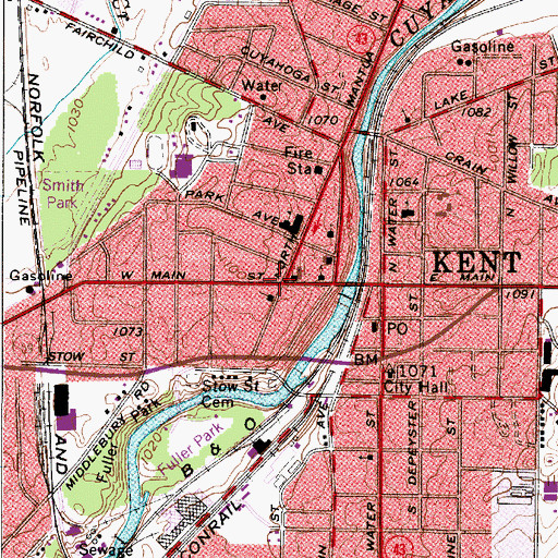 Topographic Map of West Main Street Historic District, OH