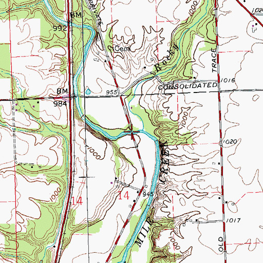 Topographic Map of Roberts Covered Bridge, OH