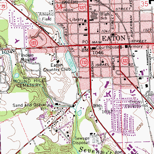 Topographic Map of Saint Clair Street Bridge, OH