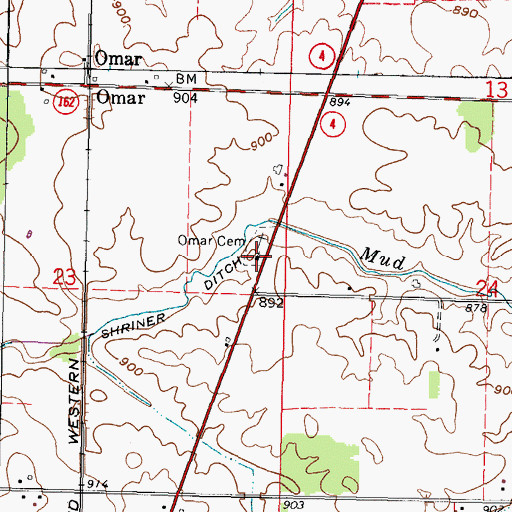 Topographic Map of Omar Chapel, OH