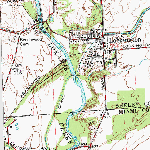 Topographic Map of Lockington Locks Historical Area, OH
