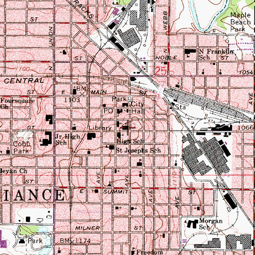 Topographic Map of First Methodist Church, OH