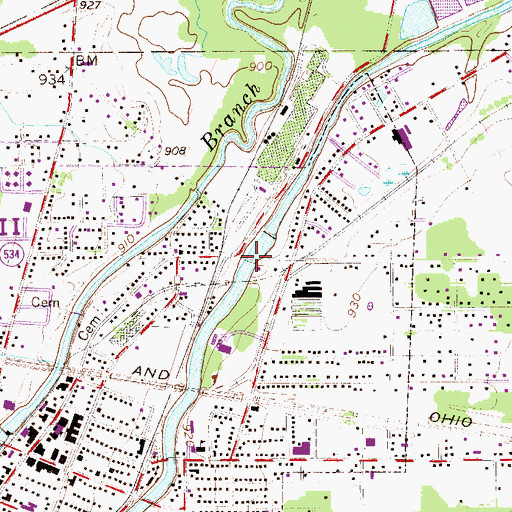 Topographic Map of Newton Falls Covered Bridge, OH