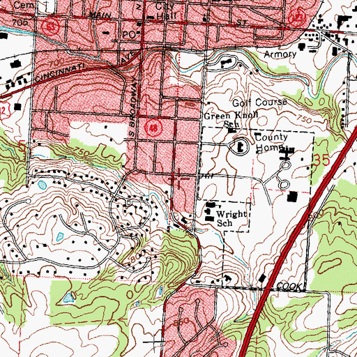 Topographic Map of Maplewood Sanitorium, OH