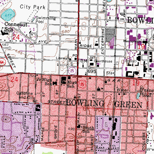 Topographic Map of Main Street Historic District, OH