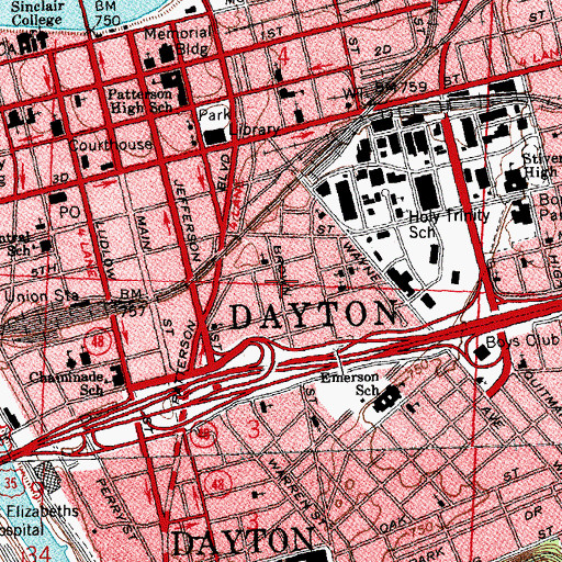 Topographic Map of Oregon Historic District, OH