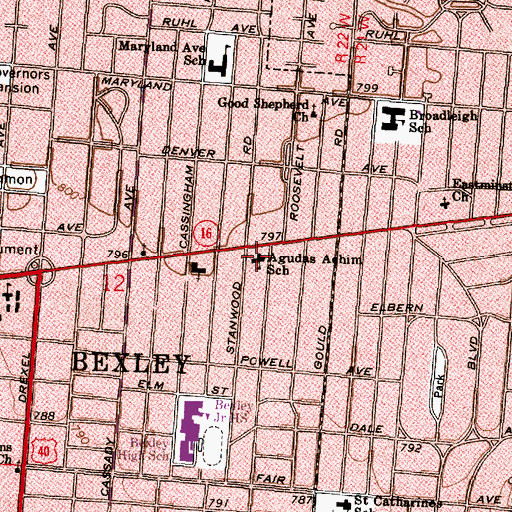 Topographic Map of Agudas Achim Congregation, OH