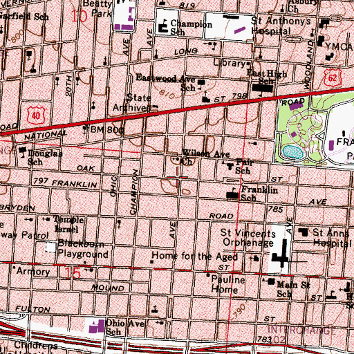 Topographic Map of Columbus Near East Side Historic District, OH