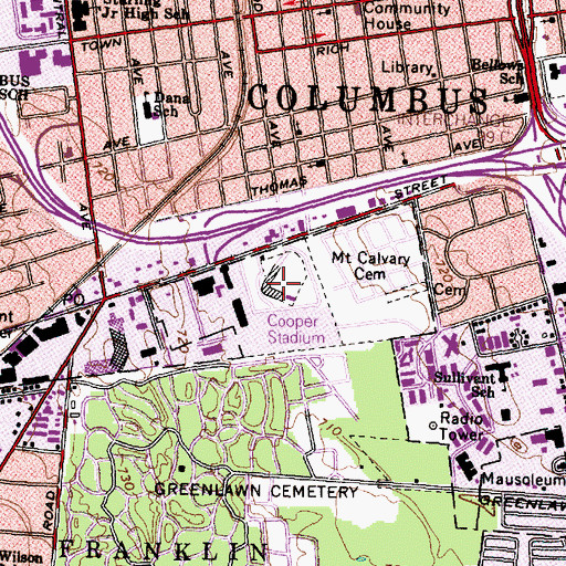 Topographic Map of Cooper Stadium, OH
