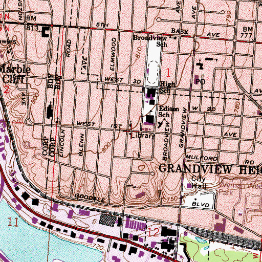 Topographic Map of Grandview Heights Public Library, OH