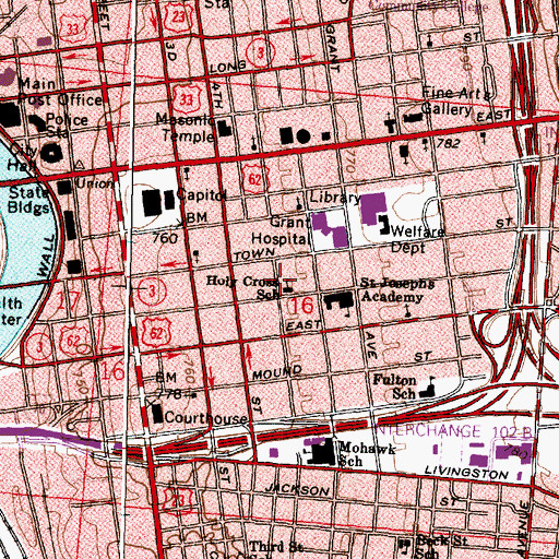 Topographic Map of Holy Cross Catholic Church, OH