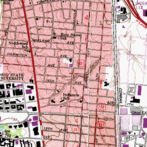 Topographic Map of Iuka Ravine Historic District, OH