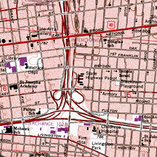Topographic Map of Ohio Asylum for the Blind (historical), OH