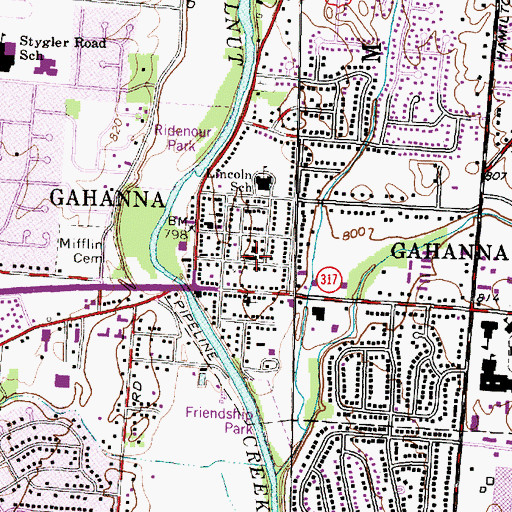 Topographic Map of Shepard Street School (historical), OH