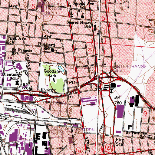 Topographic Map of Short North Historic District, OH