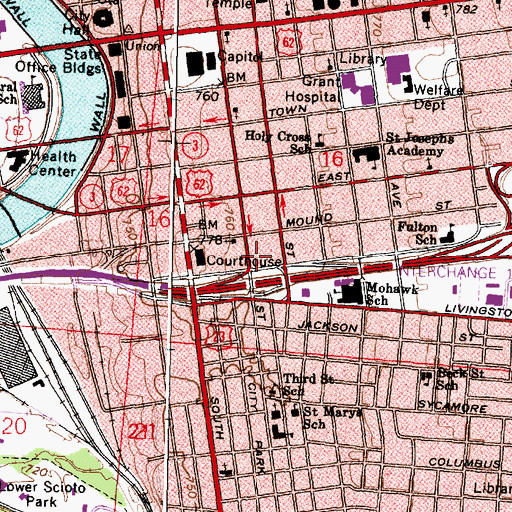 Topographic Map of Trinity Lutheran Church, OH