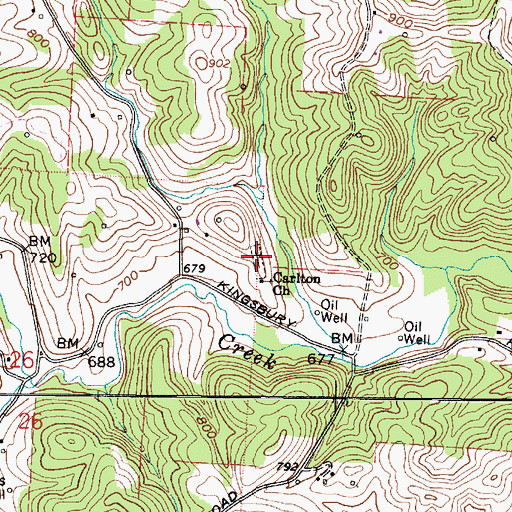 Topographic Map of Carlton Cemetery, OH