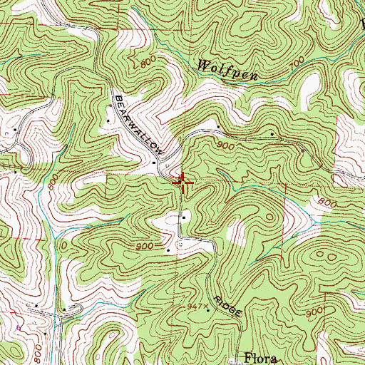 Topographic Map of Bearwallow Church of Christ, OH
