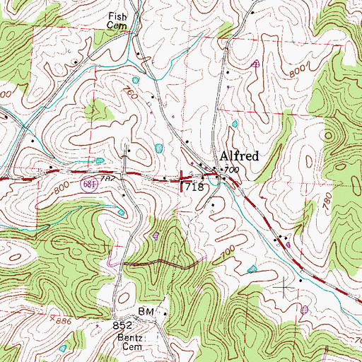Topographic Map of Alfred United Methodist Church, OH