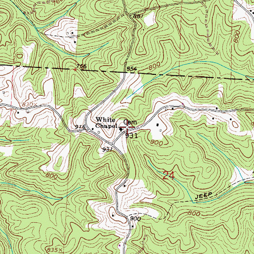 Topographic Map of White Chapel Cemetery, OH