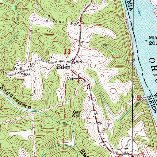 Topographic Map of Eden Cemetery, OH