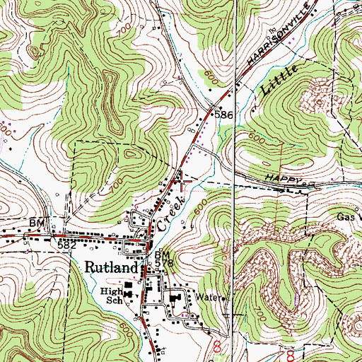 Topographic Map of Rutland Church of Christ, OH
