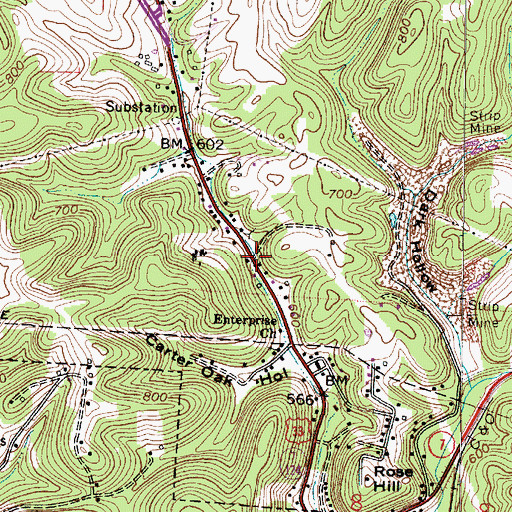 Topographic Map of Browntown, OH