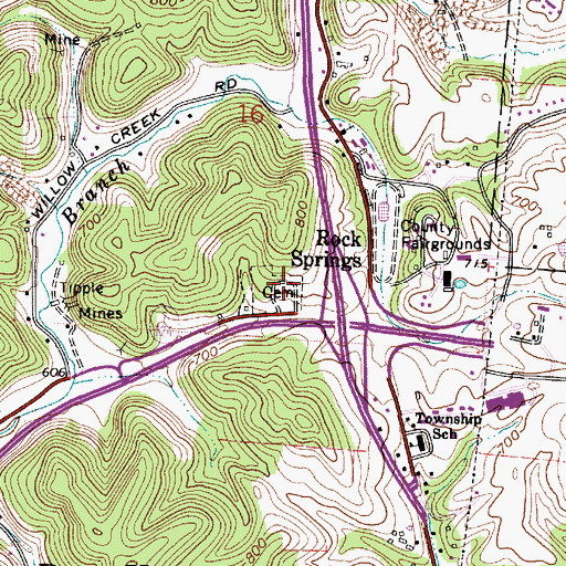 Topographic Map of Rock Springs Cemetery, OH