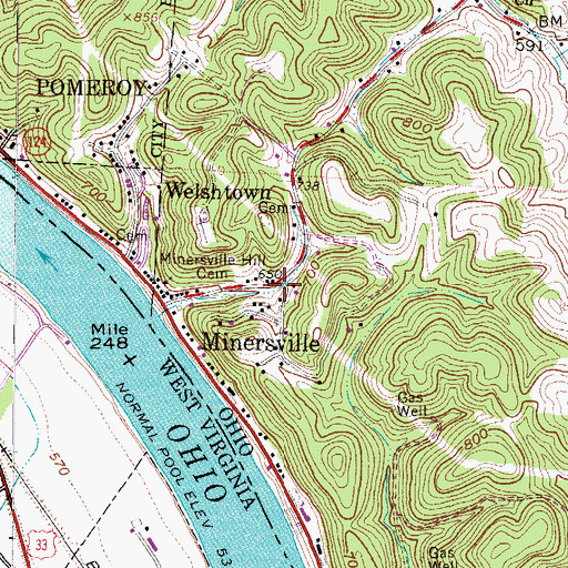 Topographic Map of Dutchtown, OH