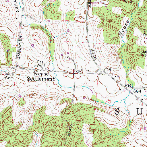 Topographic Map of Nease Settlement Church, OH