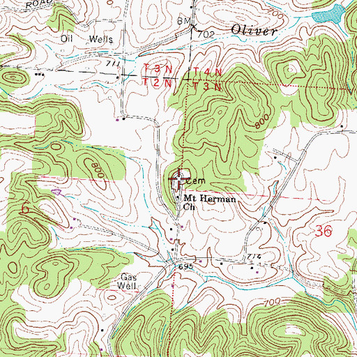 Topographic Map of Mount Herman Cemetery, OH