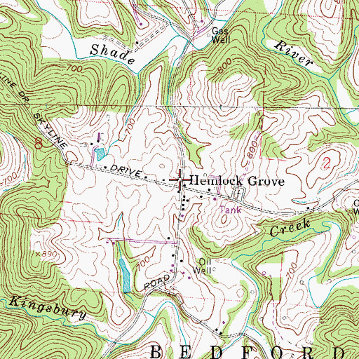 Topographic Map of Hemlock Grove Church of Christ, OH