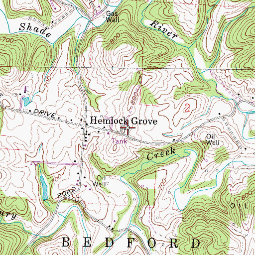 Topographic Map of Hemlock Grove Cemetery, OH