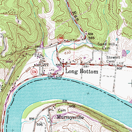 Topographic Map of Long Bottom United Methodist Church, OH