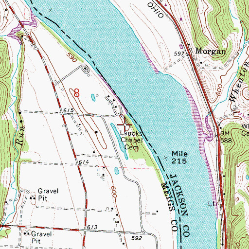 Topographic Map of Laucks Chapel (historical), OH