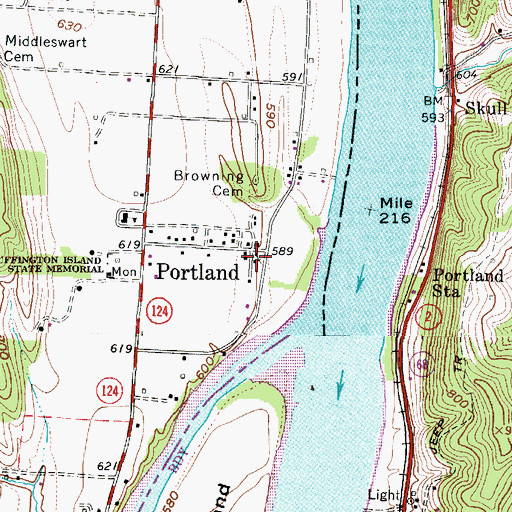 Topographic Map of Portland United Methodist Church, OH