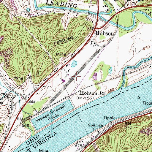 Topographic Map of Hobson Yards, OH