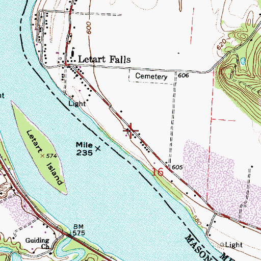 Topographic Map of Letart Falls United Brethren in Christ Church, OH