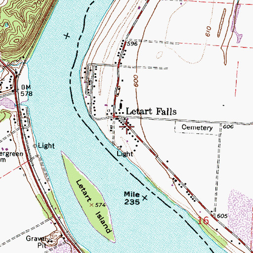 Topographic Map of Letart Falls United Methodist Church, OH