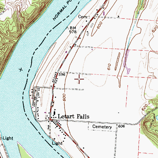 Topographic Map of Letart Falls Bottoms, OH