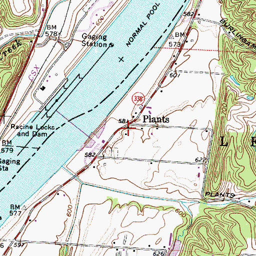 Topographic Map of Plants Methodist Church, OH