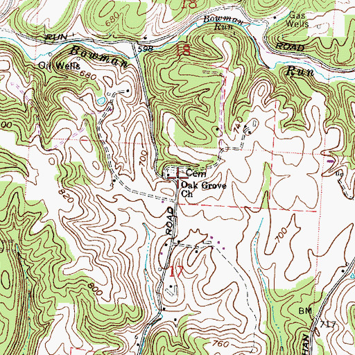Topographic Map of Oak Grove School (historical), OH