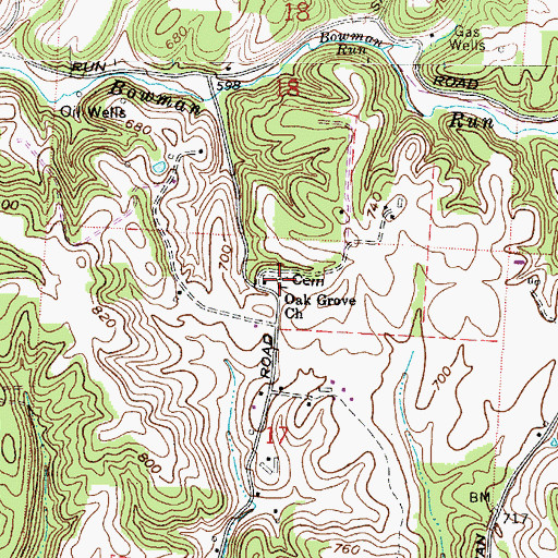 Topographic Map of Oak Grove Cemetery, OH