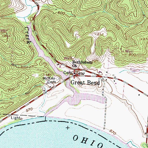 Topographic Map of Bethlehem Cemetery, OH