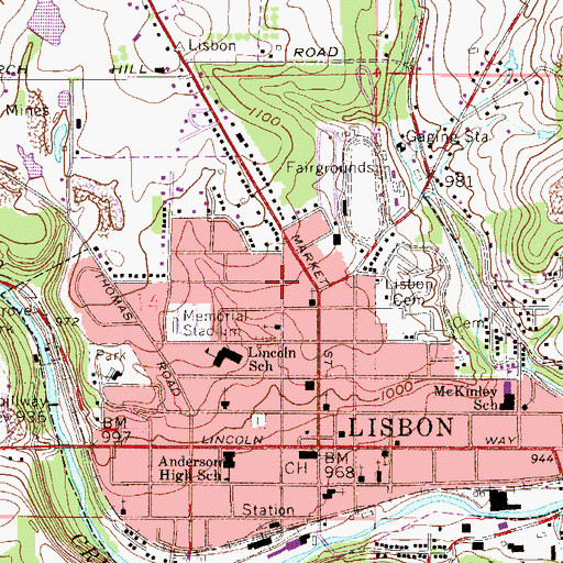 Topographic Map of Church of Christ, OH