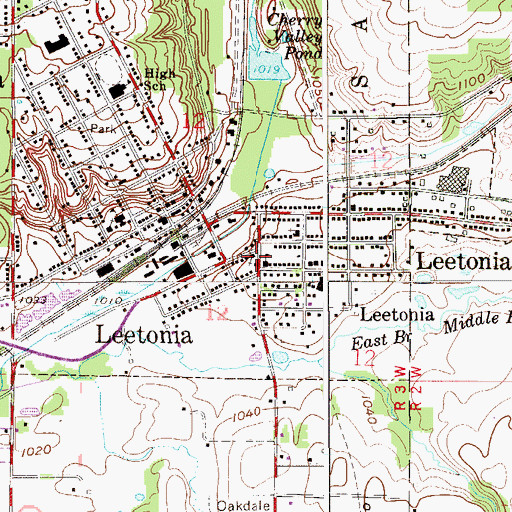 Topographic Map of First United Methodist Church of Leetonia, OH