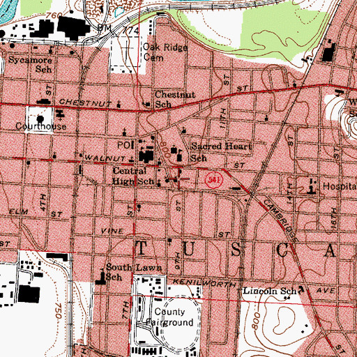 Topographic Map of Burt Avenue Wesleyan Church, OH